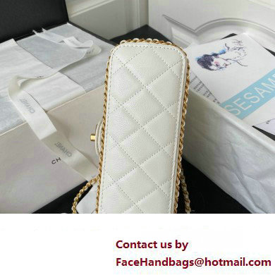 Chanel Grained Calfskin  &  Gold-Tone Metal Chain Flap Bag AS4431 White 2023